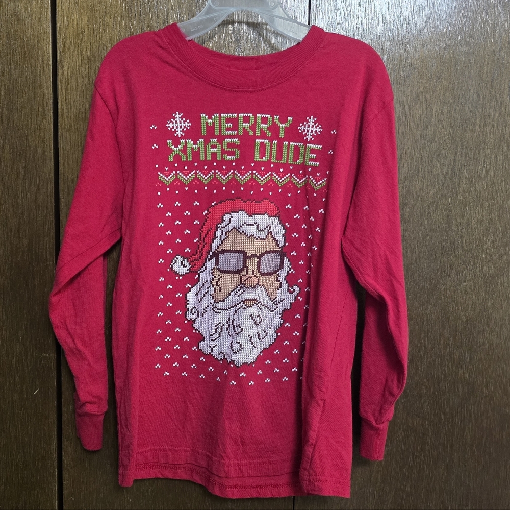 Red Merry Xmas Dude Kids Shirt